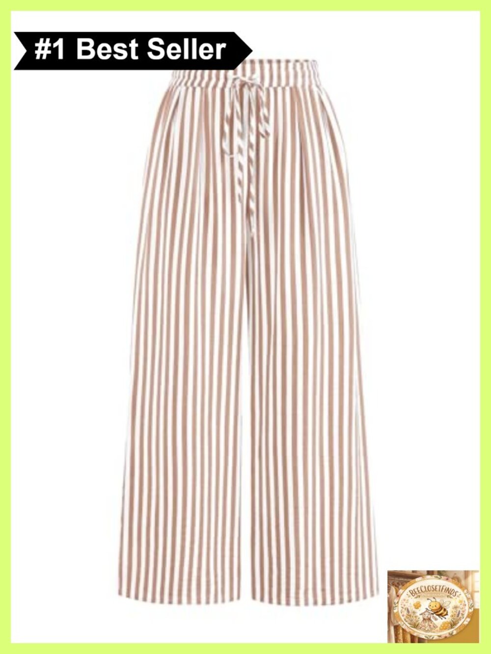 Womens Lightweight Wide Leg Palazzo Pants High Waisted Striped Flowy Beach